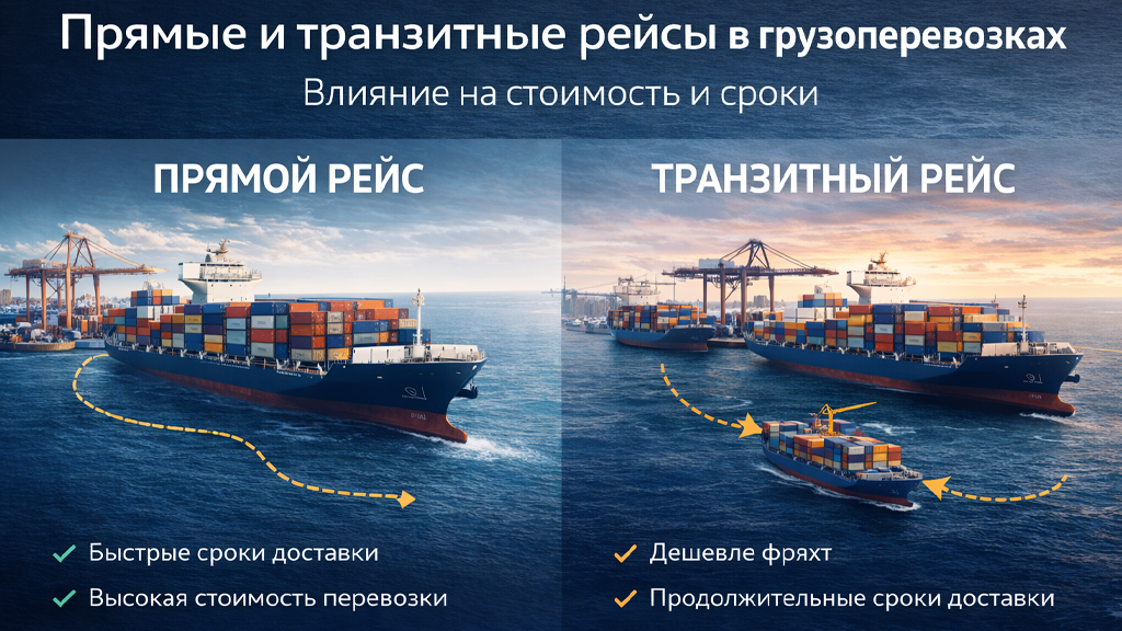 Прямые и транзитные рейсы в грузоперевозках - влияние на стоимость и сроки